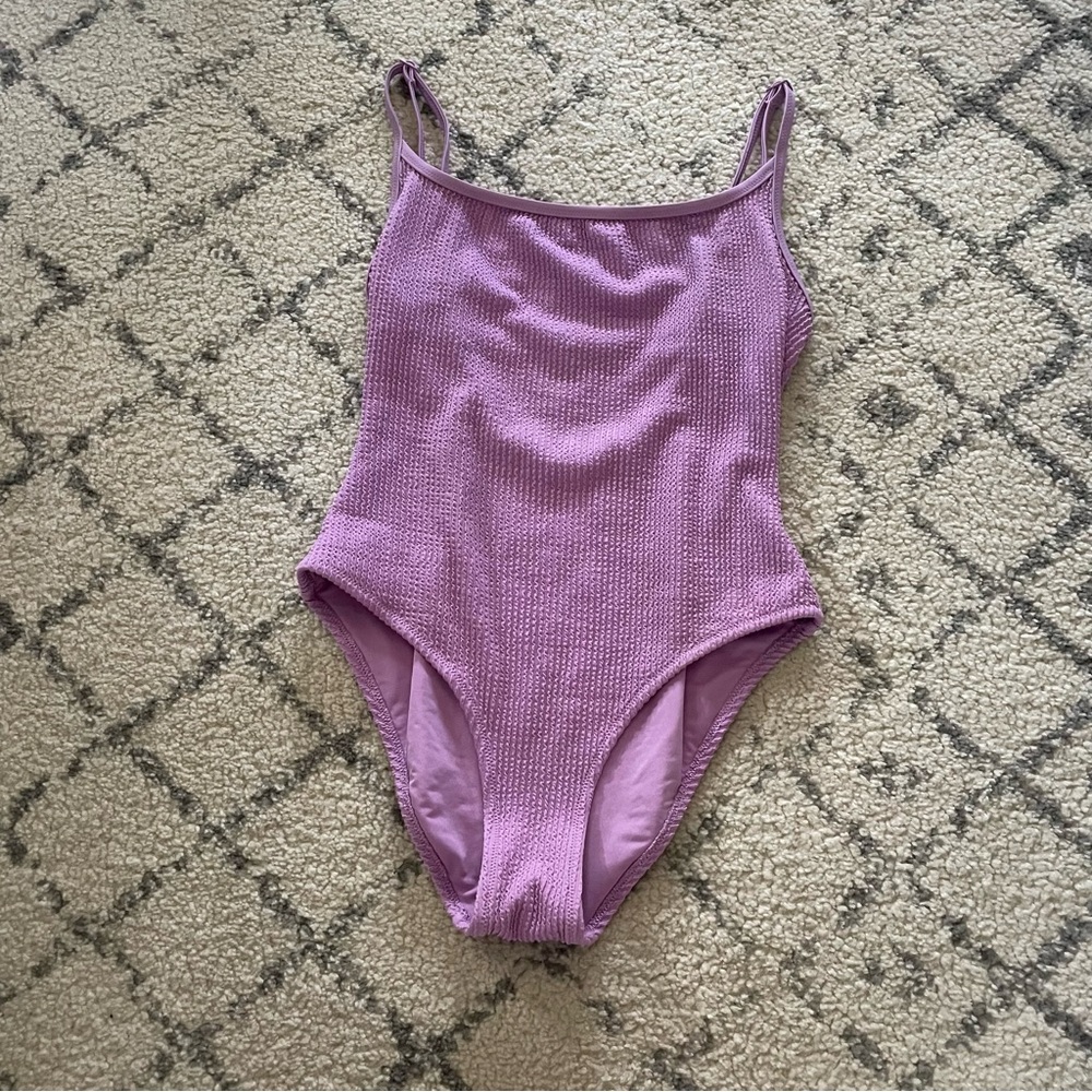 Purple Textured One-Piece Swimsuit